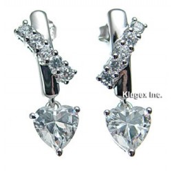 Sterling Silver Heart Earrings With Cubic Zirconia