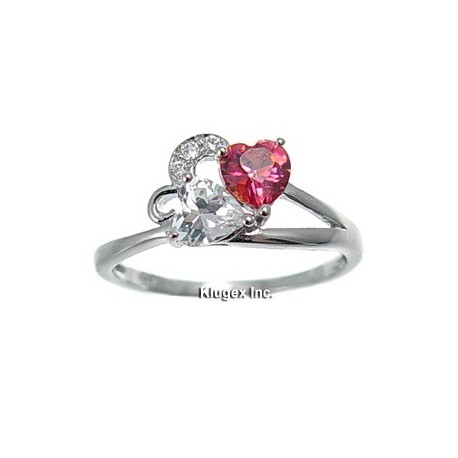 Sterling Silver Heart Ring With CZ Size 7