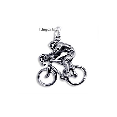 Sterling Silver Bicyclist Charm