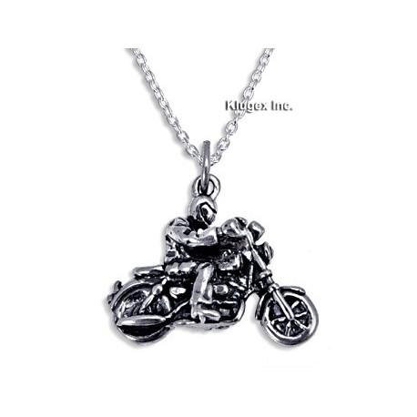 Sterling Silver Motorcyclist Pendant with Chain