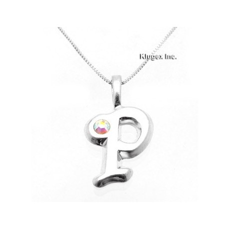 Sterling Silver Initial Pendant W Chain P