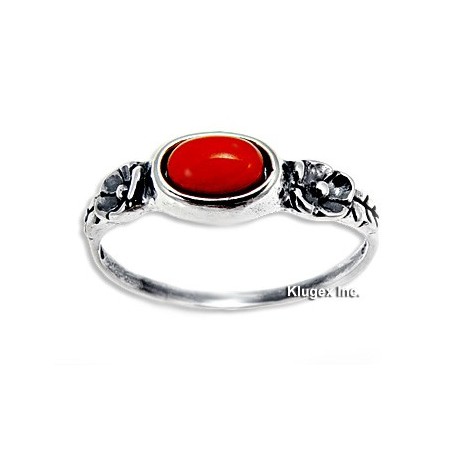 Sterling Silver Ring with Coral Size 5