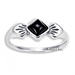 Sterling Silver Ring with Onyx Size 6