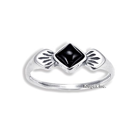 Sterling Silver Ring with Onyx Size 6