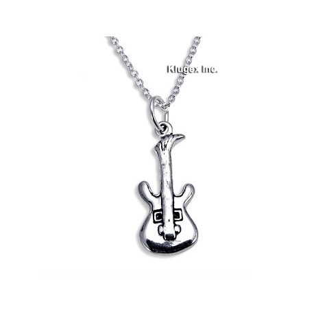 Sterling Silver Guitar Pendant with Chain