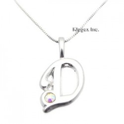 Sterling Silver Initial Pendant W Chain D