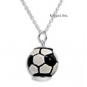 Sterling Silver & Enamel Soccer Ball Pendant with Chain
