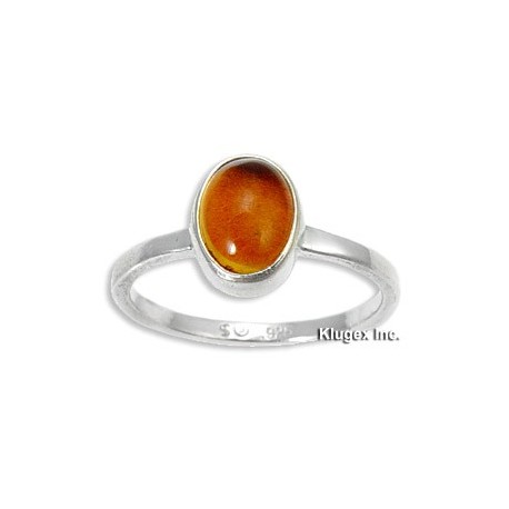 Sterling Silver Ring With Amber Size 6