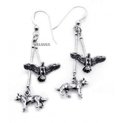 Sterling Silver Eagle And Wolf Earrings
