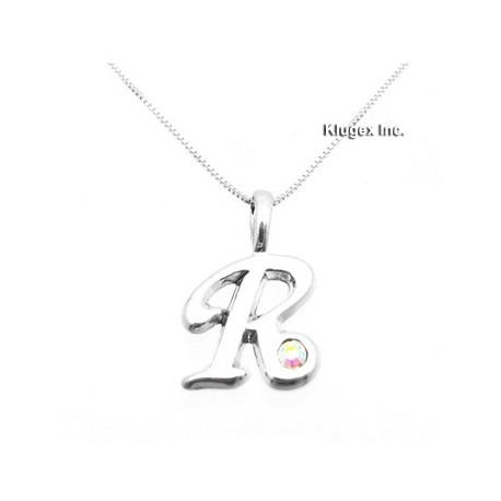 Sterling Silver Initial Pendant W Chain R