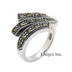 Sterling Silver Marcasite Ring Size 6