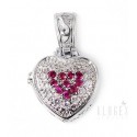 Sterling Silver Heart Locket Pendant W/ White & Pink CZ
