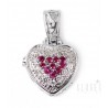 Sterling Silver Heart Locket Pendant W/ White & Pink CZ