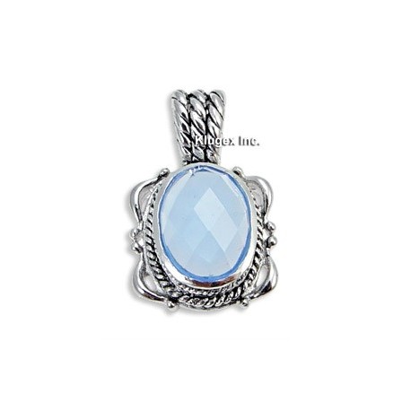 Sterling Silver Pendant With Blue Topaz