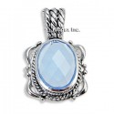 Sterling Silver Pendant With Blue Topaz