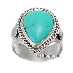 Southwestern Sterling Silver & Turquoise Ring Size 6