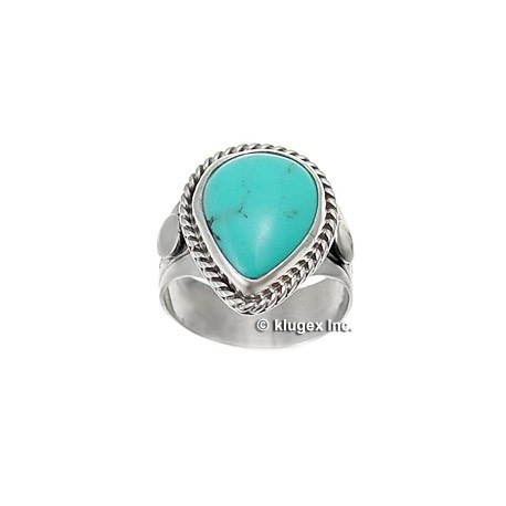 Southwestern Sterling Silver & Turquoise Ring Size 6