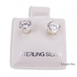 Sterling Silver 6mm Cubic Zirconia Stud Earrings