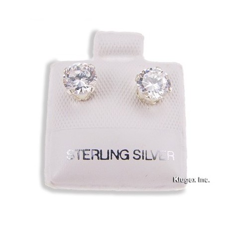 Sterling Silver 6mm Cubic Zirconia Stud Earrings