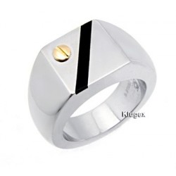 Stainless Steel and 14K Gold Ring 