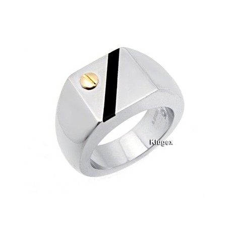 Stainless Steel and 14K Gold Ring Size 8