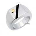 Stainless Steel and 14K Gold Ring 