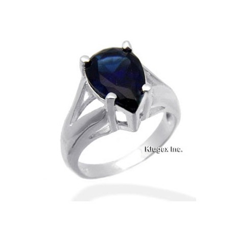 Sterling Silver Ring With Blue CZ Size 7