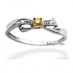10k Gold Ring With Yellow & White Diamond Size 7