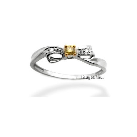 10k Gold Ring With Yellow & White Diamond Size 7