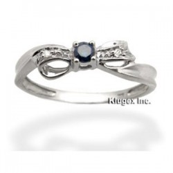 10K Gold Ring With Blue & White Diamond Size 8.5