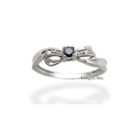 10K Gold Ring With Blue & White Diamond Size 8