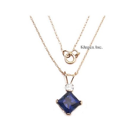 10K Gold Blue Sapphire Pendant