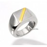 Stainless Steel and 14K Gold Ring Size 8.5