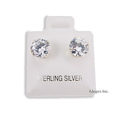 Sterling Silver 7mm Cubic Zirconia Stud Earrings