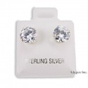 Sterling Silver 7mm Cubic Zirconia Stud Earrings