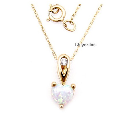 10K Gold Opal Pendant With Chain