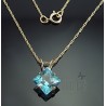 10K Gold Blue Topaz Pendant With Chain