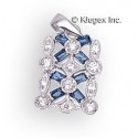 Sterling Silver Pendant With Cubic Zirconia & Blue Baguette