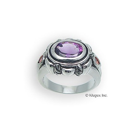 Sterling Silver Ring With Amethyst & Garnet Size 8