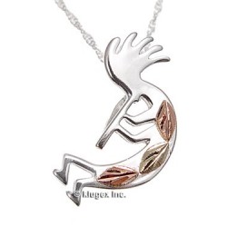 Black Hills Gold on Silver Kokopelli Pendant with Necklace