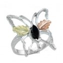 Black Hills Sterling and 12K Gold Butterfly Ring with Onyx 