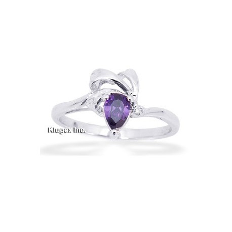Sterling Silver Ring W/ Purple Cubic Zirconia Size 6