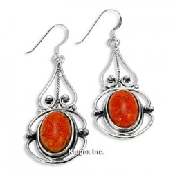 Sterling Silver Earrings With Coral