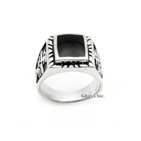 Sterling Silver Ring with Onyx Size 10