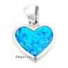 Sterling Silver Heart Pendant W Opal