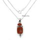 Sterling Silver Coral Pendant With Chain