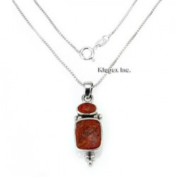 Sterling Silver Coral Pendant With Chain