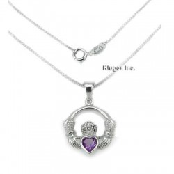 Sterling Silver Pendant With Amethyst and Chain