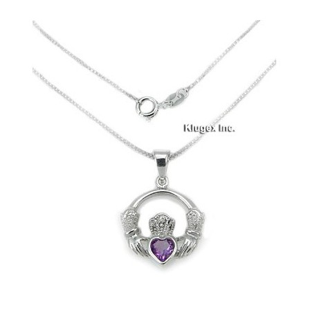 Sterling Silver Pendant With Amethyst and Chain