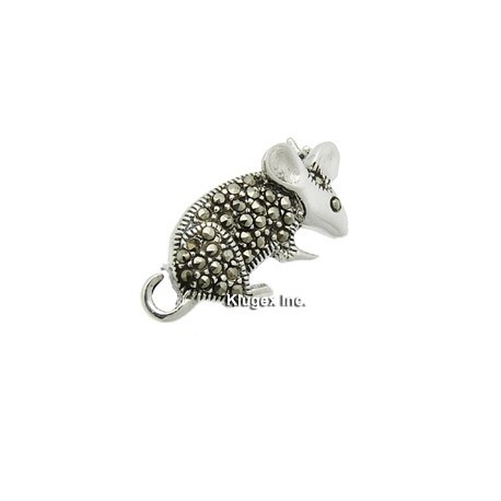 Sterling Silver Marcasite Mouse Pin